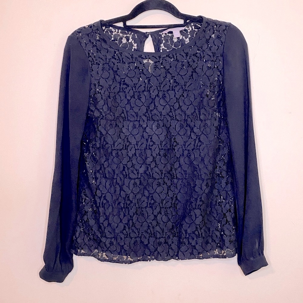 Banana Republic Black Sheer Lace Long Sleeve with Tank Size XS